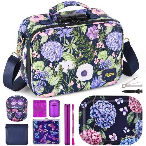 MAICHENG Storage Bag with Combination Lock Large Storage Container Cosmetic File Organizer Case Medicine Lock Box Portable Travel Storage Pouch Halloween Makeup Bag Purple