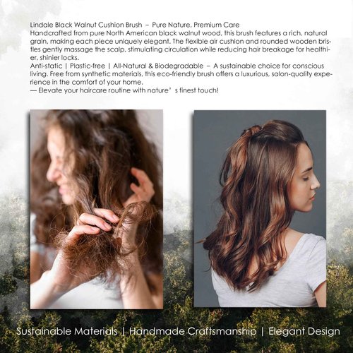 Lindale Walnut Wooden Hair Brush for Hair Growth with Natural Walnut Bristles Detangler Paddle Hairbrush for Massaging Scalp for Women Men, Reduces Static for Curly Hair with Ergonomic Handle Oval