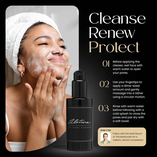 Alitura Pearl Facial Cleanser for Men & Women 100 ml – Anti-Aging Face Wash with Marine Collagen, Sea Kelp & Organic Botanicals – Hydrating Gentle Exfoliant for Clear, Smooth Skin – 3.4 oz Travel Size
