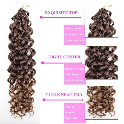 18 Inch Pre Looped Crochet Hair for Black Women - Gogo Curl/Beach Curl/Ocean/Water/Deep Wave Crochet Hair 8 Packs, Synthetic Hair Tangle-Free Natural Look Curly Hair Extensions (33/27)