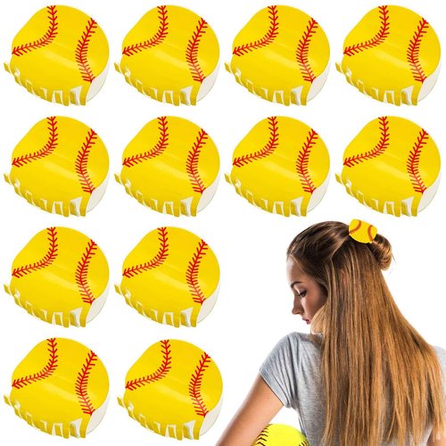 Yuxung 12 Pcs Softball Hair Clips Gifts for Team Softball Hair Accessories for Women Medium Size Non Slip Sports Barrettes with Strong Grip for Women Players Team Gifts