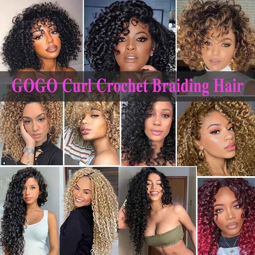 18 Inch Pre Looped Crochet Hair for Black Women - Gogo Curl/Beach Curl/Ocean/Water/Deep Wave Crochet Hair 8 Packs, Synthetic Hair Tangle-Free Natural Look Curly Hair Extensions (33/27)