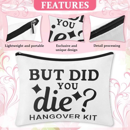Honeydak 12 Pcs Recovery Kit Bags for Her Bachelor Party Favor Wedding Emergency Kit Makeup Bag for Bride Women Bachelorette Bridal Shower Pouches Decorations Friends Sister Gifts(But Did You Die)