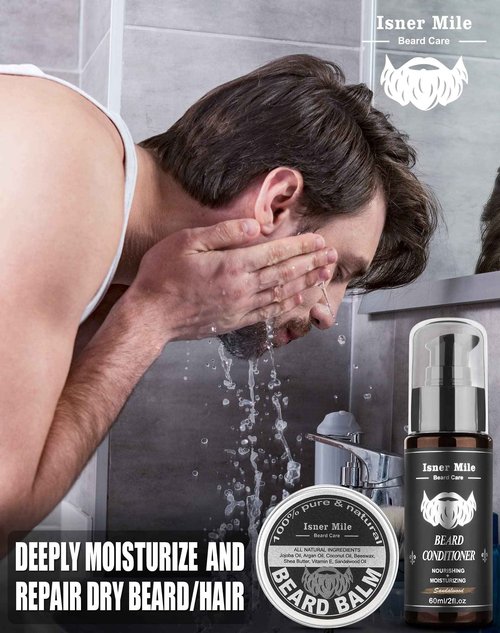 Beard Kit for Men Grooming & Care: with 2 Pack Beard Oils and Balm - Wash & Conditioner for After Shave Lotions Sandalwood, Brush and Comb Sets with Scissors, Valentines Fathers Gifts for Dad/Men/Him