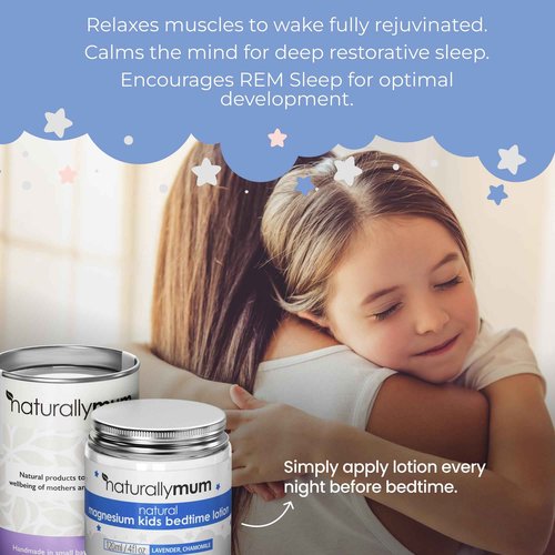 NaturallyMum Magnesium Body Lotion Bundle for Mum and Kids | Support for Sleep, Heart, Bone, Nerve, Gut and Muscle Health | Adult Lavender | Kids Lavender & Chamomile | 2 x 4 fl oz
