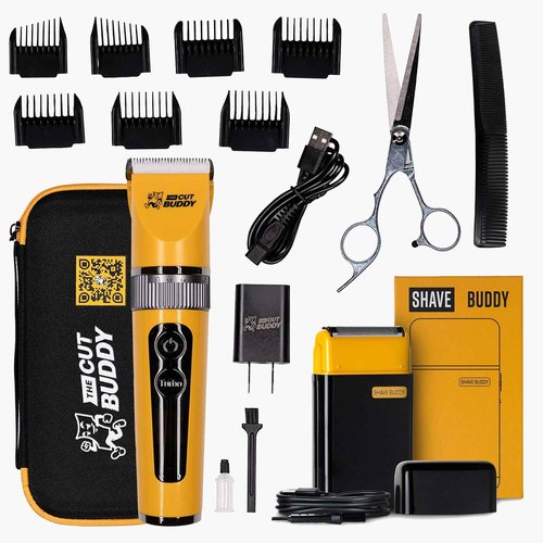The Cut Buddy Clipper & Grooming Set + Mini Compact Foil Electric Face & Head Shaver for Men