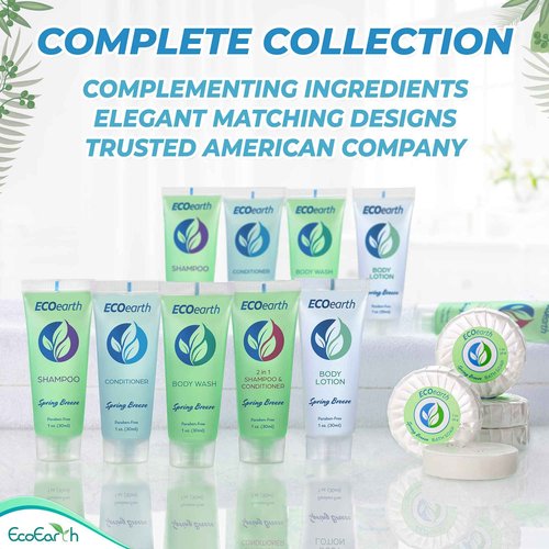 EcoEarth Travel Size Body Wash (1 fl oz, 200 PK, Spring Breeze), Delight Your Guests with a Revitalizing and Refreshing Hotel Body Wash, Quality Mini and Small Size Guest Hotel Toiletries in Bulk
