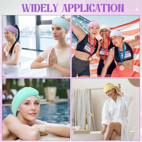 Wavyknot 35 Pack Spa Facial Headband for Women Adjustable Face Wash Makeup Stretch Flannel Headband Bulk with Tape for Women Hair Wrap Towel Skincare Facial Mask Bath and Sport, Macaron Color