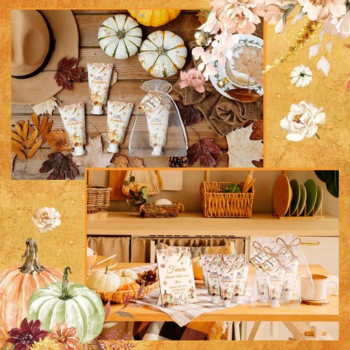 Dansib 48 Sets Fall Hand Cream Bulk Gifts for Guest Baby Shower Party Favors Travel Size Pumpkin Hand Cream with Thank You Cards for Autumn Thanksgiving Party Supplies(Fall Pumpkin)