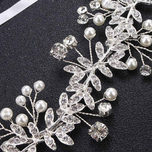 Hapibuy Wedding headpiece Crystal Forehead Band Bridal Hair Vine For Bride and Bridemaid Silver Color
