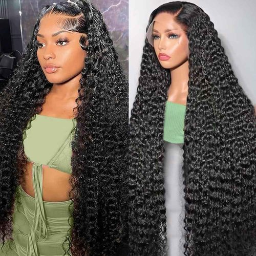 UTracycoy 30 Inch Lace Front Wig Human Hair Pre Plucked 180 Density 13x4 HD Transparent Deep Wave Lace Frontal Wigs for Black Women Deep Curly Human Hair Lace Front Wigs (30 Inch)