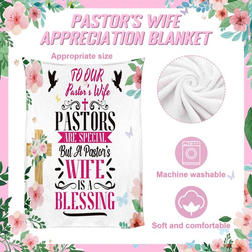 10 Pcs Pastor's Wife Appreciation Gifts Set Includes Blanket Christian Makeup Bag Tote Bag Pen Notebook Cup Aromatherapy Keychain Bookmarks Thank You Card for Pastor Wife Christmas Thank You Gifts