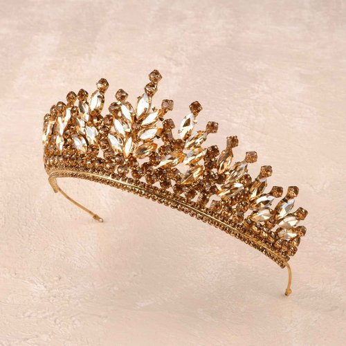 LIMELIA Women's Tiara-Crown for Henna Wedding Party | Glitter Hair Accessories for Bridal Birthday Pageant Prom Halloween Cos-play Costume Christmas Party, Princess Crowns | Rio - Honey