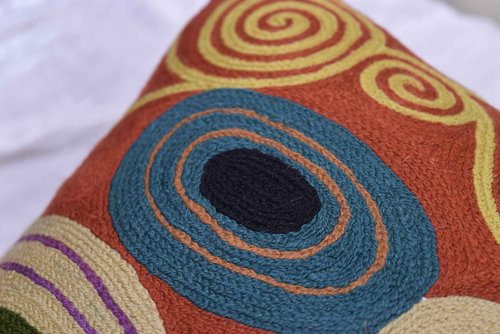 Kashmir Designs Klimt Rust Pillow Cover | Art Nouveau Bronze Pillows | Mid Century Modern Copper Pillowcase | Modern Chair Cushion | Modern Farmhouse Pillows | Hand Embroidered Wool Size 18x18