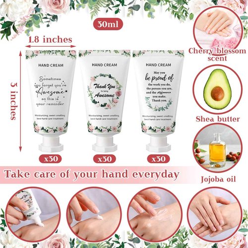 Dansib 90 Pcs Employee Appreciation Team Gifts Bulk Thank You Employees Hand Cream Inspirational Travel Size Hand Lotion for Christmas Stocking Stuffers Teachers Staff Employees Coworkers