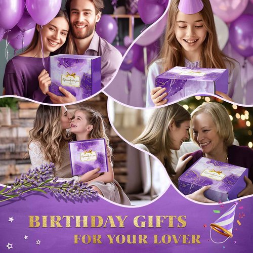 Qivatex Lavender Gifts Set for Women - Stress Relief Gift for Mom, Wife, Girlfriend, Sister, Bestie - Perfect for Birthdays, Christmas, Valentine's Day, White Elephant