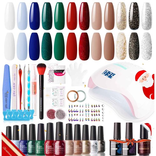 Gellen Gel Nail Polish Kit with U V Light Nail Dryer 72W, 12 Colors Christmas Gel Nail Kit, Professional Gel Nail Polish Starter Kit, Nail Art Decoarations Manicure Tools Set