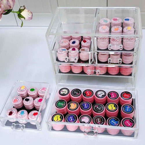 Guolich Nail Organizers Clear Acrylic Nail Jewellery Accessories Storage Case Holder Shelves Display Mesa Para Manicura Profesional Nail Table (6 Drawers)
