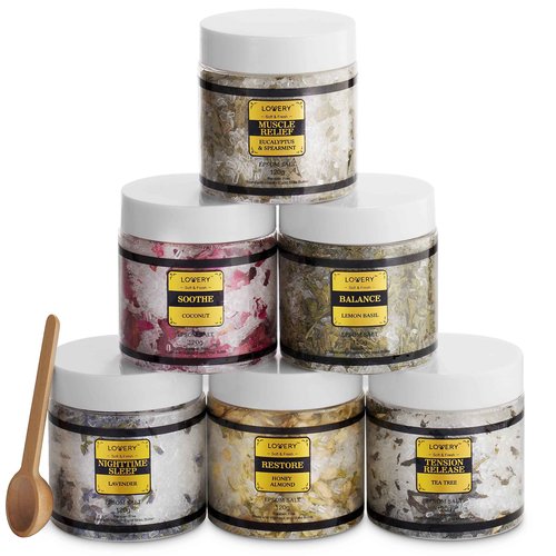 Christmas Gifts for Women Who Have Everything, Epsom Bath Salts Gift Basket Set, Relaxing Self Care Salt W/Essential Oil, Gifts for Mom, Lavender, Eucalyptus, Lemon, Coconut, Tea Tree, Honey Almond