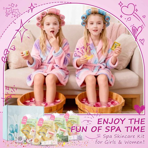 56Pcs Spa Party Supplies Set,Including 8 Spa Kits with Facial Masks Eye Patches Hand Cream Lip Balm Foot Bath Bombs,Ideal Gift for Sleepover,Spa Day,Slumber & Birthday Party Favors
