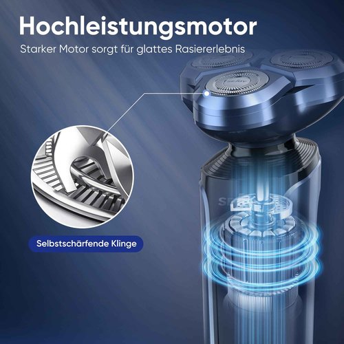 Sejoy Electric Razor for Men's Face, Mens Electric Shavers Cordless, USB Rechargeable Rotary Razors, Portable 5 in 1 Kit Dry Wet Shaver, IPX7 Waterproof for Home Travel