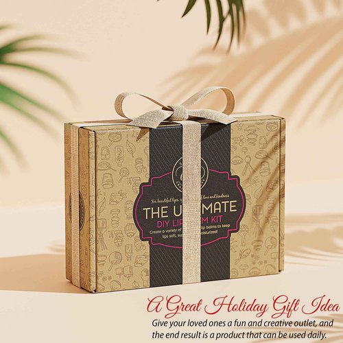 CraftZee Organic Lip Balm Making Kit. DIY Lip Gloss Pack, Natural Beeswax, Shea Butter, Sweet Almond Oil, Essential Oils, Tools, Instruction Manual. Sleepover Party Supplies for Girls, Adult Craft Kit