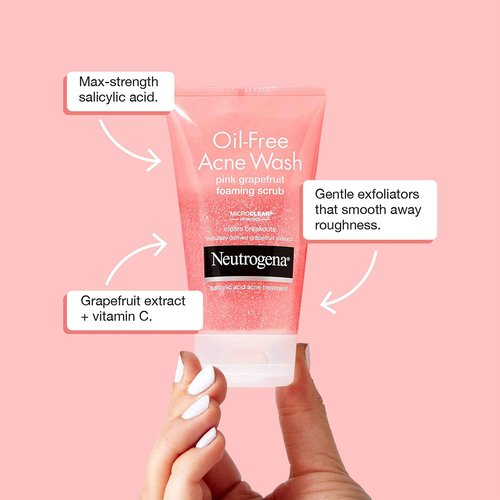 Neutrogena Oil Free Pink Grapefruit Acne Face Wash, 6.7 fl. oz (Pack of 3) with Neutrogena Body Clear Acne Treatment Body Wash, 3 x 8.5 fl. Oz