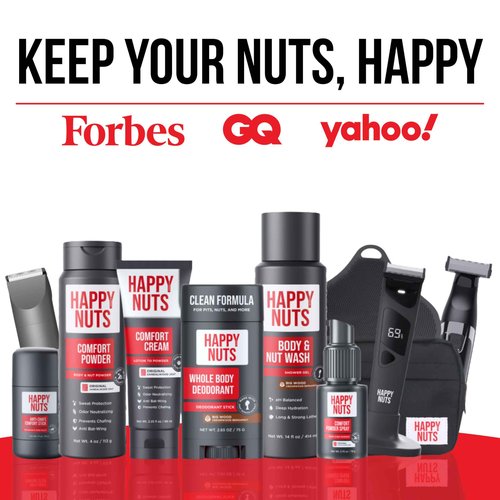 HAPPY NUTS Comfort Cream Deodorant - Anti-Chafing Sweat Defense, Odor Control, Aluminum-Free Mens Deodorant & Hygiene Products for Men's Private Parts 2.25 oz. (2.25 Fl Oz (Pack of 2), Original)