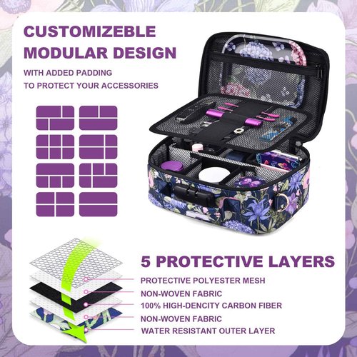 MAICHENG Storage Bag with Combination Lock Large Storage Container Cosmetic File Organizer Case Medicine Lock Box Portable Travel Storage Pouch Halloween Makeup Bag Purple
