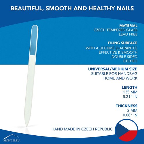Mont Bleu Gift Set of 5 + 1 Free Glass Nail Files Hand Decorated with Crystals - Unique Gifts for Women - Handmade Gifts - Czech Tempered Glass - Best Gifts for Women - Nail File