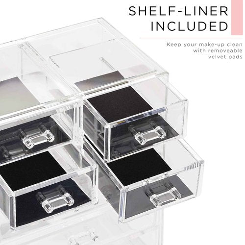 Sorbus Acrylic Makeup Organizer Set, 7-Drawer Vanity & Countertop Cosmetic Storage with Small & Wide Compartments, Clear Makeup Storage for Brushes, Lipsticks, Jewelry – Holiday Gift for Women & Teens