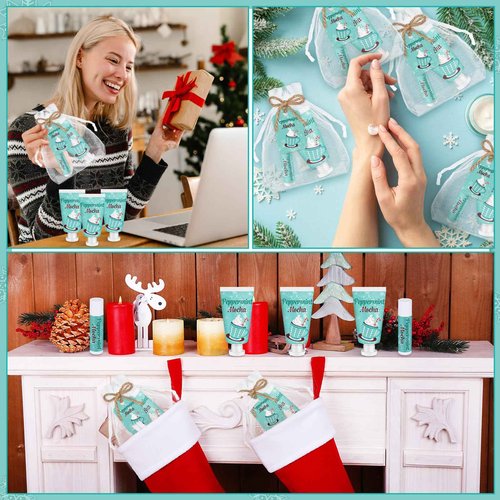 Swiffen 48 Sets Peppermint Mocha Hand Cream and Lip Balm Gift Christmas Hand Cream Bridal Baby Shower Party Favors Travel Size Hand Lotion and Lip Balm Bulk Christmas Holiday Party Supplies for Guest
