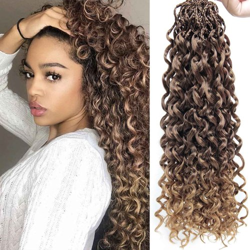 18 Inch Pre Looped Crochet Hair for Black Women - Gogo Curl/Beach Curl/Ocean/Water/Deep Wave Crochet Hair 8 Packs, Synthetic Hair Tangle-Free Natural Look Curly Hair Extensions (33/27)