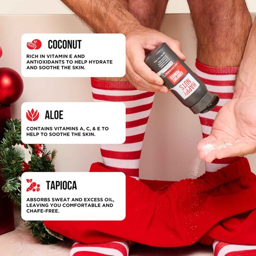 HAPPY NUTS Comfort Powder - Anti Chafing & Deodorant, Aluminum-Free, Sweat and Odor Control for Jock Itch, Groin and Men's Private Parts 6oz (6 Ounce (Pack of 3), Original)