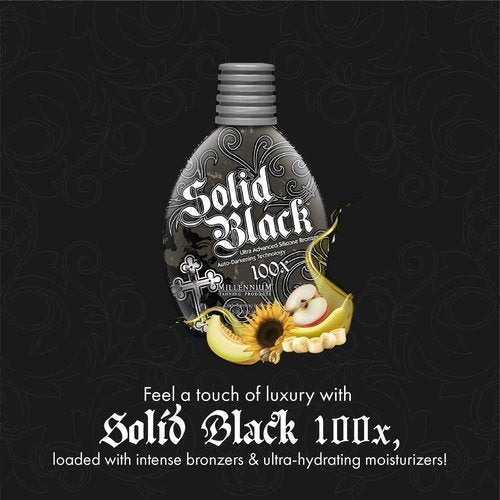 Millennium Tanning SOLID BLACK 100X Dark Tanning Lotion Indoor Outdoor Bronzer Tanning Bed Lotion 13.5 fl. oz. 2-PACK