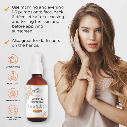 Vitamin C Face & neck moisturizer, Dark Spot Remover, Vit C Serum w Hyaluronic Acid, Rosehips, Noni, Amalaki, Orange, Acerola Cherry, Mango Butter- Anti Aging & Skin Brightening - Ayurvedic