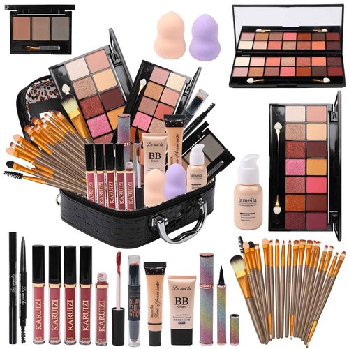 MTDXILTAI makeup sets for women,Professional Makeup Kit with Eyeshadow Palette,Brushes Set, Foundation, Lip Gloss, Travel Bag, Complete Beauty Set (Black bag)