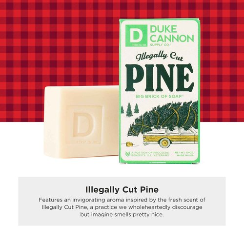 Duke Cannon Supply Co. Big Brick of Soap Bar for Men Holiday Edition - Illegally Cut Pine (Fresh Split Pine Scent), 10 oz. (6 Pack)
