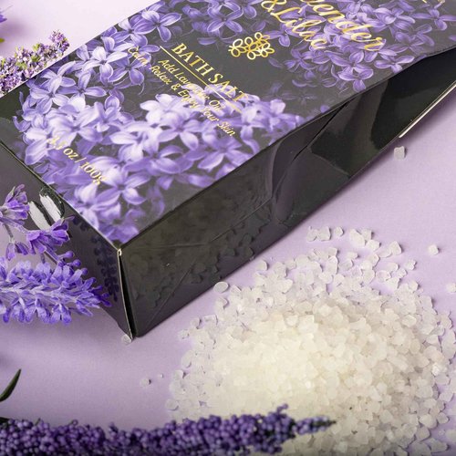 Birthday Gifts for Women, Luxury Home Spa Kit, 8pcs Lavender & Lilac Bath Gift Set, Gift Baskets for Women Unique with Bath Bombs, Sea Salt, Scented Candle, Body Lotion