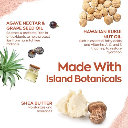 Hanalei Sugar Lip Scrub AND Kukui Oil Lip Treatment 15g Clear AND 5-Piece Tropical Lip Balm Set | Made with Hawaiian Botanicals | Cruelty-Free and Paraben-Free