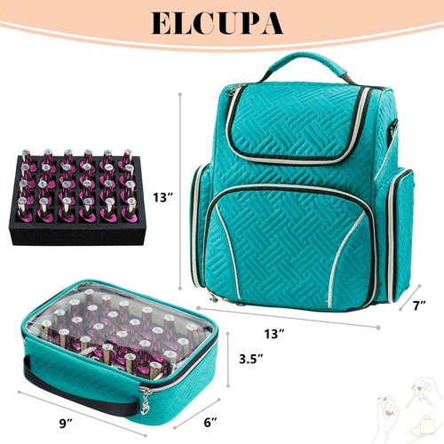 ELCUPA Large Nail Polish Organizer Holds 48 Bottles(15ml - 0.5 fl.oz) with 2 Removable Nail Polish Cases,Nail Organizers and Storage for Nail Tech Suppliers