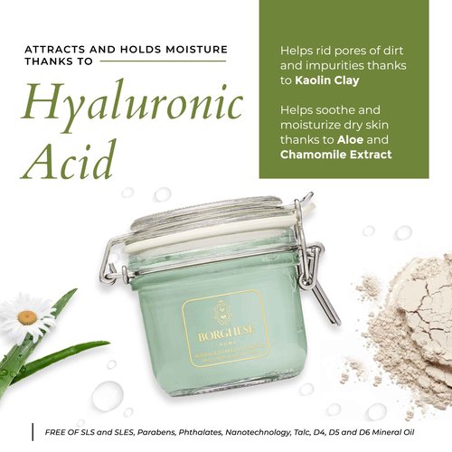 Borghese Advanced Fango Delicato Mud Mask - Hydrating Face Mask with Kaolin Clay, Aloe, Hydrolyzed Collagen & Hyaluronic Acid for Normal & Dry Skin