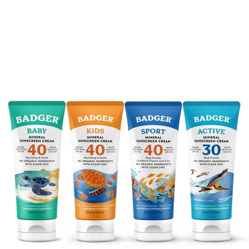 Badger Baby & Kids Sunscreen Bundle - SPF 40 Mineral Sunscreen for Baby, Kids & Sports, Reef-Friendly with Zinc Oxide