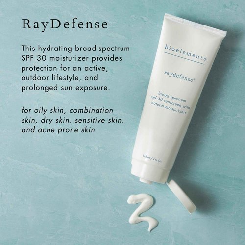 Bioelements RayDefense - 4 fl oz - Hydrating Broad-Spectrum SPF 30 Sunscreen & Moisturizer for All Skin Types - Vegan, Gluten Free - Never Tested on Animals