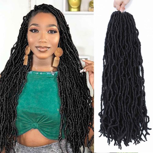 Karida Faux Locs Crochet Hair, Soft Locs 24 Inch, Pre Looped Crochet Hair For Black Women 7 Packs Crochet Locs Long Soft Locs Crochet Hair (1B#, 24 Inch (Pack of 7))