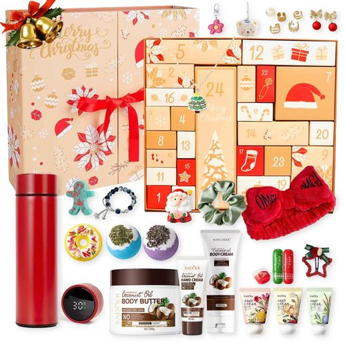 Advent Calendar 2025 Adult Women,Christmas 24 Pieces Advent Skin Care Calendar Fashion and Jewelry Bath Sets Countdown Gifts Surprise Gift,Christmas Idea Gift for Women, Adults, Teens.