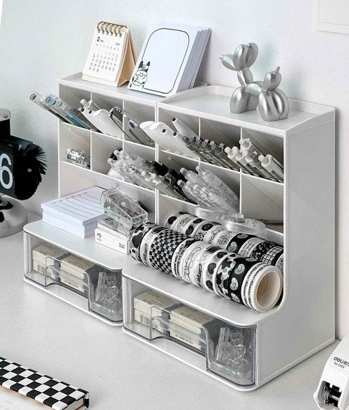MEAJIO Make Up Organizers and Storage 2 Pack, Acrylic Cosmetic Organizer for Vanity Countertop Bathroom Room, Makeup Brush Holder, Makeover Stuff for Girls