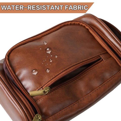 KaKuLan Travel Toiletries Bag for Men, Water-Resistant Dopp Kit, PU Leather Shaving Pouch Organizer, Men's Utility Organizer Bag, Multi-Compartment Travel Makeup Bag for Accessories