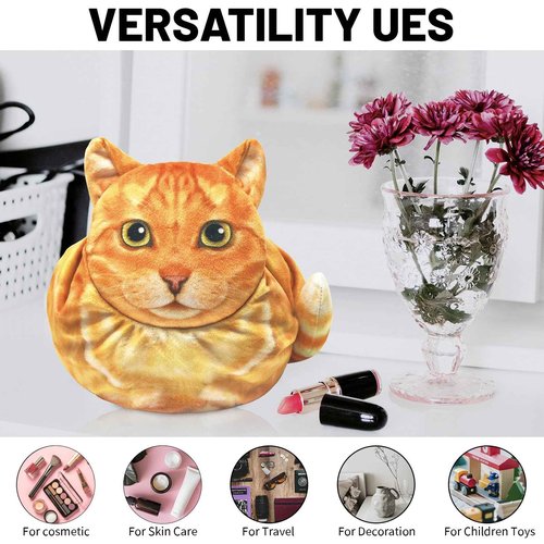 Openhaha Drawstring Travel Organizer, Cosmetic Pouch - Cat Gift for Women, Lay Flat Makeup Bag Gifts for Cat Lovers (2-Pack)