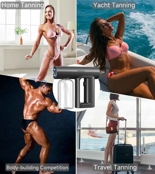 Professional Spray Tan Machine, Portable & Rechargeable Spray Tan Gun, Long Battery Life, Even Spraying, Lightweight, Spray Tan Machine Kit for Indoor and Outdoor Use, for Home, Salon, DIY and Travel